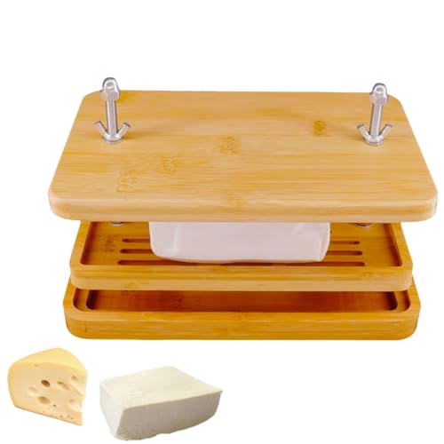 Tofu Press,Large Bamboo Tofu Press with Tofu Strainer,Drip Tray and Cheesecloth, BPA Free,Easy to Clean,Easily Remove Water from Silken/Firm/Extra Firm Tofu,Great Gift for Tofu Lover