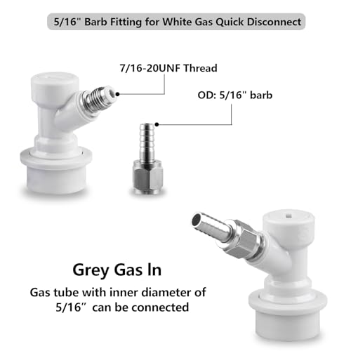 5 pair Ball Lock Disconnect Set LUCKEG Brand Corny Keg Fittings Keg Parts MFL Thread Swivel Nuts with Stainless Steel 5/16'' Gas and 1/4'' Liquid Barbs for Keg Posts Coupler Homebrew with Worm Clamps
