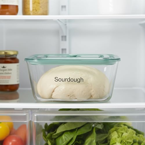 3L/101 oz Sourdough Starter Jar, Sourdough Bread Baking Supplies, Wide Mouth Glass Jar with Airtight Lid, Sour Dough Tools Kit, Food Storage Container for Kitchen Countertop, Rectangle, Clear - size: Rectangle