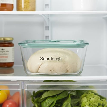 3L/101 oz Sourdough Starter Jar, Sourdough Bread Baking Supplies, Wide Mouth Glass Jar with Airtight Lid, Sour Dough Tools Kit, Food Storage Container for Kitchen Countertop, Rectangle, Clear - size: Rectangle