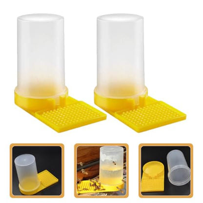 Happyyami 4Pcs Bee Feeder Water Cups PP Material Beehive Entrance Feeding Tool for Beekeeping Supplies Garden Bee Waterer Station Easy Operation Without Opening Hive