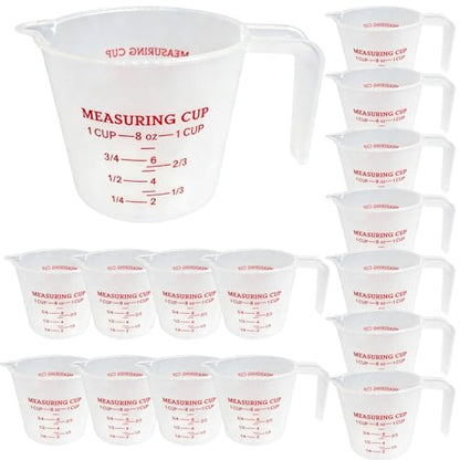 16 Pcs 1 Cup/8 Oz Plastic Measuring Cups With Spout And Handle | 250ml Clear Graduated Measuring Cups With Oz And Ml Markings For Water, Flour, Liquids, Baking, Cooking And Mixing - color: 16 Pcs, size: 1Cup/8OZ