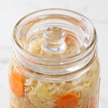Mason Jar Fermentation Lid - Wide Mouth Pouring & Storage, Glass Weights for Home Kitchen