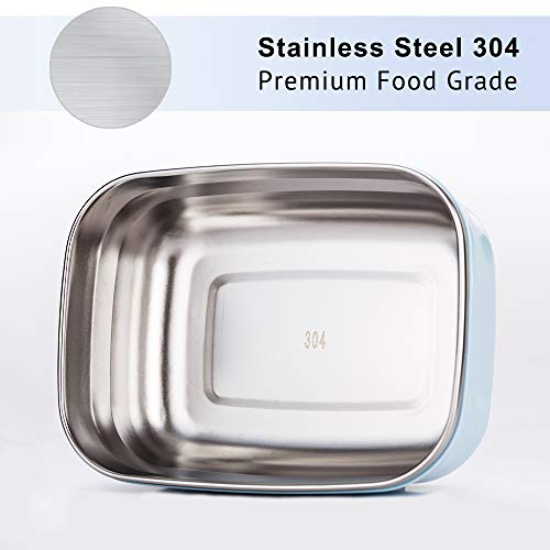 Lille Home Leak Proof Salad Container Stainless for Lunch - Snack Containers Steel - Ideal for Educational Settings & Daycare - Nesting Trio with Silicone Lids - 47oz+30oz+16oz - Blue - color: Blue