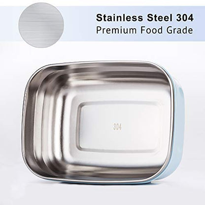 Lille Home Leak Proof Salad Container Stainless for Lunch - Snack Containers Steel - Ideal for Educational Settings & Daycare - Nesting Trio with Silicone Lids - 47oz+30oz+16oz - Blue - color: Blue