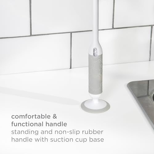Ubbi Deluxe 2-in-1 Baby Bottle Cleaning Brush Set, Gray, 2 Pack | Includes Nipple Brush with Suction Cup, Standing Bottle Brush, Dishwasher Safe, Baby Registry Essential - color: Gray Deluxe Twin Pack Bottle Brush