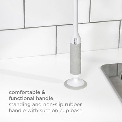 Ubbi Deluxe 2-in-1 Baby Bottle Cleaning Brush Set, Gray | Includes Nipple Brush with Suction Cup, Standing Bottle Brush, Dishwasher Safe, Baby Registry Essential - color: Gray Deluxe Bottle Brush
