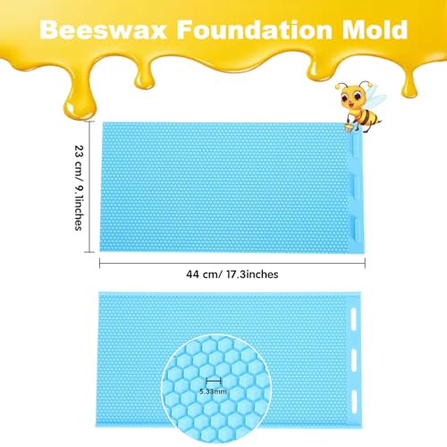 Silicone Beeswax Foundation Press Mold, 5.4mm Honeycomb 2 Sheets Non-Stick Reusable for Beekeeping and Candle Making Supplies - color: Blue