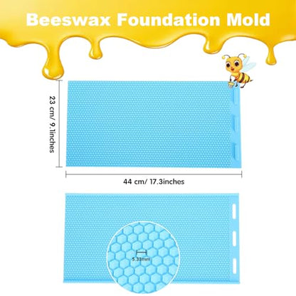 Silicone Beeswax Foundation Press Mold, 5.4mm Honeycomb 2 Sheets Non-Stick Reusable for Beekeeping and Candle Making Supplies - color: Blue