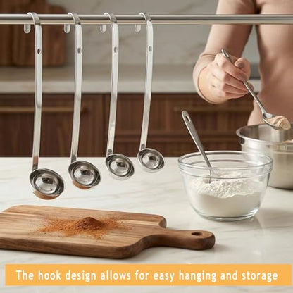 Markeny 4 Pieces Stainless Steel Soup Ladle Metal Handle Ladle with Pouring Rim,1oz/2oz/3oz/5oz Set Ladles for Cooking Soup Sauce