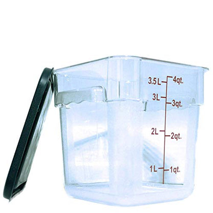 Tiger Chef 4 Quart Commercial Grade Clear Food Storage Square Polycarbonate Containers With Green Lids - style: 4 Quart