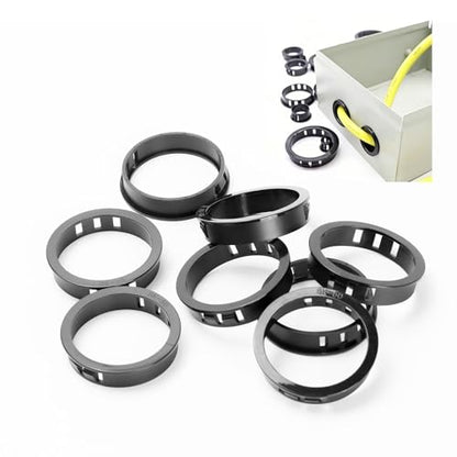8 Pcs Cable Grommets, 1-15/16" (50 mm) Cable Snap Bushing Grommets, Black Snap Bushing Grommet Kit, Round Nylon Snap in Locking Electrical Wire Cord Grommet Set for Wiring Hose Tubing Knockout - size: 50mm