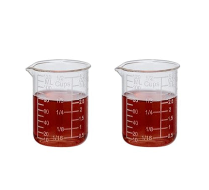 Ackers Etching Scale Measuring Glass -V-Shaped Spout Made of High Borosilicate Glass Measuring for Kitchen or Restaurant, Easy to Read, 120 ML (4 Oz)-Pack of 2 - size: 120 ML (4 OZ, 1/2 Cup)