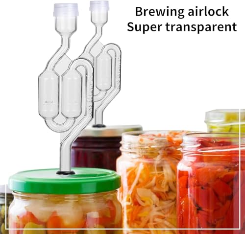 Bubble Airlock Set, 4 Airlocks for Fermenting, 4 Drilling #6 Stoppers and 8 Airlock Grommets, Used for Brewing Wine, Beer, Sauerkraut, Pickles, Etc. Fermentation Bubbler Airlock - color: Bubble airlock