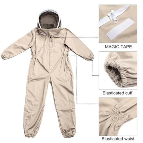 Full Body for beekeeping Suit with Gloves XL - 3 Layer Ventilated Sting Proof Bee Suit for Men Women - Cotton Apiary Jacket with Removable Hood