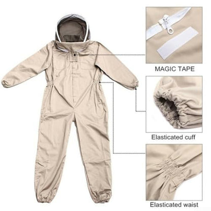 Full Body for beekeeping Suit with Gloves XL - 3 Layer Ventilated Sting Proof Bee Suit for Men Women - Cotton Apiary Jacket with Removable Hood