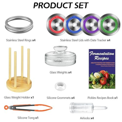 Artcome 22 PC Water Airlock Fermentation Kit - Easy Fermentation Kit for Wide Mouth Mason Jars - (Jars Not Included)