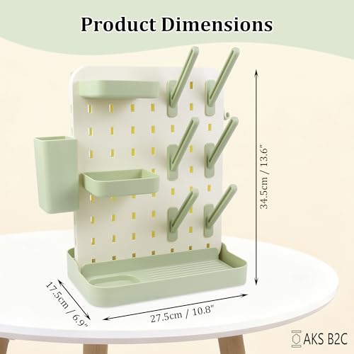 Baby Bottle Drying Rack Space Saving Countertop Vertical Rack with Brushes Holder (Green) - color: Green