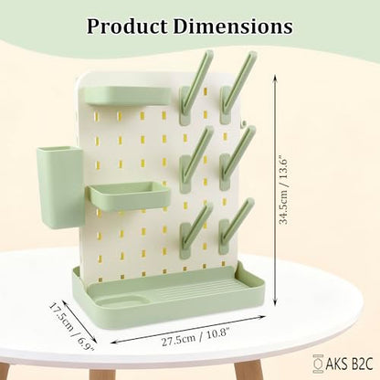 Baby Bottle Drying Rack Space Saving Countertop Vertical Rack with Brushes Holder (Green) - color: Green