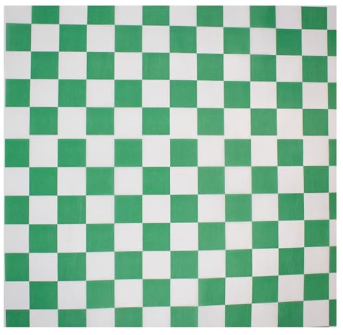 MADE IN USA 1,000 Sheets of Grease-Resistant Food Grade Waxed Kraft Deli Tissue Paper, 12" X 12" (Green Checker Print) - color: Green Checker Print