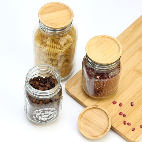 8 Pack Bamboo Regular Mouth Mason Jar Lids Canning Supplies Small Mouth Mason Jars Tops Accessories Decorative Reusable Wooden Silicone Canning Lids Glass Cups with Wood Airtight Lid for Jar Covers - size: 8PCS-Regular