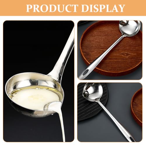 2pcs Stainless Steel Soup Ladle with Pour Spout Fat Separator Strainer Oil Skimmer for Cooking and Serving Household Kitchen