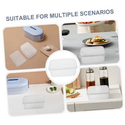 Cabilock Refrigerator Cheese Preservation Box with Lid Transparent Food Storage Container for Kitchen Bread Fruit Snack Airtight Fresh Keeping Case Compact Space Saving Design Reusable for