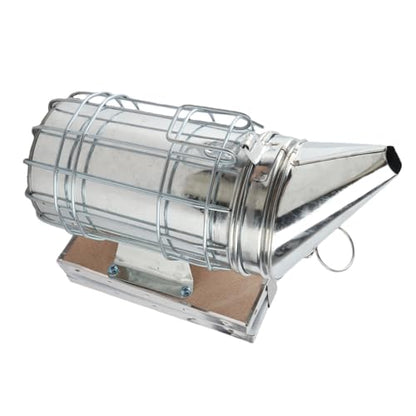 Goshyda Bee Smoker with Heat Protection Board Iron Beekeeping Equipment, Stainless Steel Produces Safe Cool Smoke to Help, Protective Heat Surrounds the Smoker to Help
