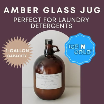 1 Gallon (128oz) Amber Glass Jug With 38mm Cap | Pack of 6 | FAST SAME DAY SHIPPING