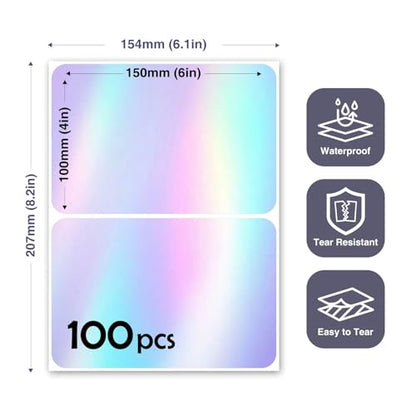 JIEHENG 100Pcs Large Laser Labels for Storage Bins,6x4 Inch Removable Labels,Large Labels for Blank Box,Strong Adhesive Tear Resistant No Residue Blank Labels (Laser) - color: Laser