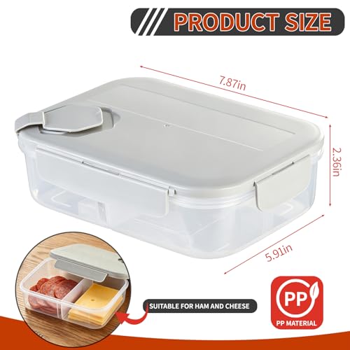 Meat and Cheese Container for Fridge, Deli Meat Container for Fridge Organizers and Storage, Categorized Storage for Neater Organization, Double Compartment Snack Container with Lid, Keep Food Fresh