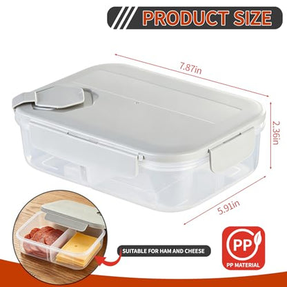 Meat and Cheese Container for Fridge, Deli Meat Container for Fridge Organizers and Storage, Categorized Storage for Neater Organization, Double Compartment Snack Container with Lid, Keep Food Fresh