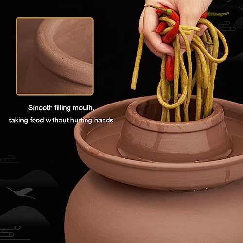 Natural Unglazed Ceramic Fermentation Crock Jar Kit,Sauerkraut Crock, Chinese Porcelain Pickle Jar with Water Seal Airlock Lid,Pickle Jar for Pickling Pickles 6Kg - size: 6Kg