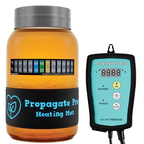 Wrap Around Kombucha Heater Belt | Propagate Pro Brewing and Fermentation Heat Mat Warmer | Keeps Your SCOBY Happy and Productive with Stickon Thermometer - size: 3x20 Heat Mat + Heating Thermostat