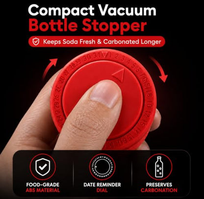 GOCHA 2 PCS Vacuum Soda Bottle Stoppers, Silicone Fizz Keeper Caps, Carbonation Preserver for Soda, Sparkling Water, Soft Drinks & Beer Bottles, Reusable Leak Proof Bottle Sealer | (Red) - color: Red