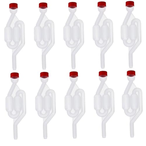 Wine Fermentation Airlock Kit Stopper Exhaust Valve High Transparent S Shape for Brew Beer Wine Making 10PCS Red Home Kitchen Tools