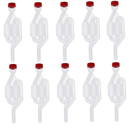 Wine Fermentation Airlock Kit Stopper Exhaust Valve High Transparent S Shape for Brew Beer Wine Making 10PCS Red Home Kitchen Tools
