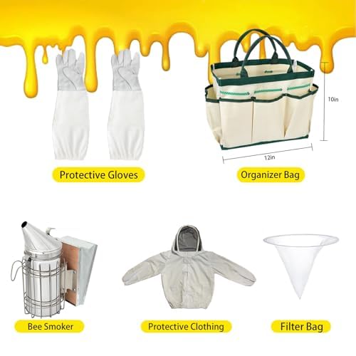 Beekeeping Supplies - 30Pcs Beehive Starter Kit, Bee Keeping Supplies-All Beekeeping Tools and Equipment, Bee Smoker Kit for Beekeeping for Beginners and Professionals (30Pcs Beekeeping Supplies Kit)