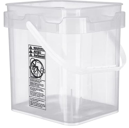 House Naturals 4 Gallon Food Grade Plastic Square clear bucket pail with lid container (Pack of 3) Made in USA- BPA Free - size: 4 Gallon