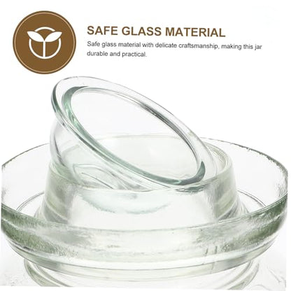 DECHOUS Glass Pickle Jar Set 5lb with Airtight Water Seal Lid, Thickened Glass Sauerkraut Fermentation Crock for Household Food Storage, Includes Inner Lid, Brush, and Tongs for Kitchen