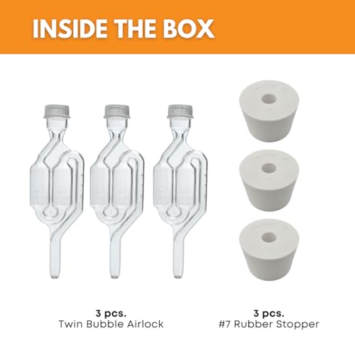 Fastrack Airlocks for Fermenting (Set of 3) | Bubble Airlock for Wine Making and Beer Making | BPA-Free S-Shaped | Used for Brewing Wine, Beer, Pickles & More | Transparent