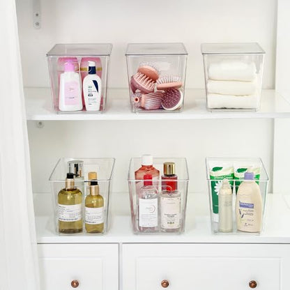 Vtopmart 8 Pack Clear Stackable Storage Bins with Lids,XLarge Plastic Containers with Handle for Pantry Organizer and Storage,Perfect for Kitchen,Fridge,Cabinet, Closet,Bathroom Organization - size: XL(13"L x 7.4"W x 7"H)