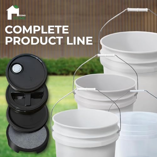6.5-Gallon White Bucket Pail Container with Lid | Food Grade | Heavy-Duty Approx 90 MIL Extra Durable | Metal Handles with Plastic Grip | Multi-Use | Easy Stack and Store | BPA Free - 6 Pack - color: White - 6.5 Gallons, size: 6 Packs