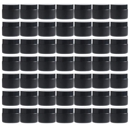 OverNews 2oz Black Glass Jar Travel Size, 45PCS Empty Cosmetic Lotion Container with Black Lid & Spatula, Small Mini Jar for Beauty - color: HBlack, size: 45