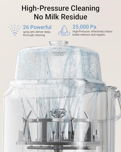 Bear Bottle Washer Pro, Baby Bottle Washer and Sterilizer and Dryer - All in One Machine for Bottles, Pump Parts & Baby Essentials with 90 Detergent Tablets - Effortless, Time-Saving