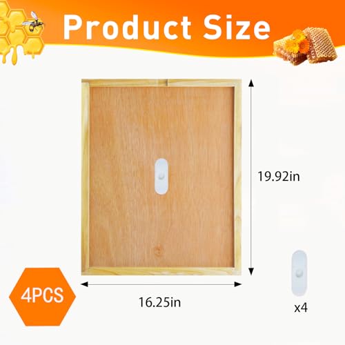 4 Pcs Beehive Inner Cover for 10 Frame Box, Beeswax Coated Ventilated Cover | ventilated airflow design, fits standard Langstroth hives, moisture resistant