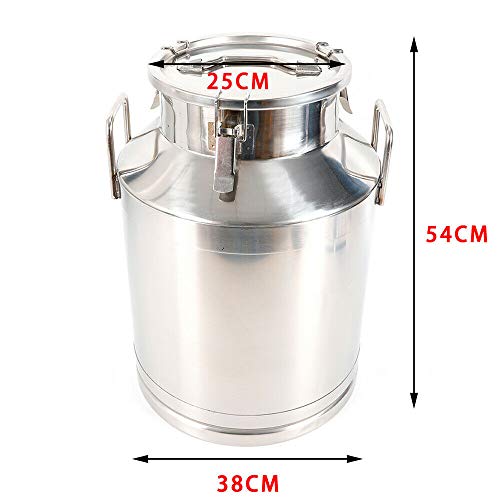 Milk Can with Sealed Lid, Stainless Steel Milk Transport Cans Wine Pail Bucket Tote Jug Pot Oil Liquid Storage Barrel with 2 Handles Sealed Silicone Anti-Leak Ring Lock Belt 50L 13.208 Gallon - color: 50l