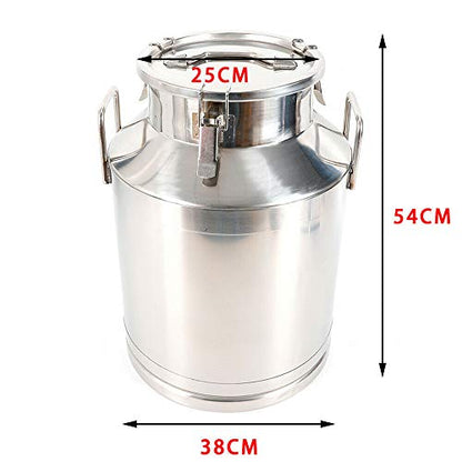Milk Can with Sealed Lid, Stainless Steel Milk Transport Cans Wine Pail Bucket Tote Jug Pot Oil Liquid Storage Barrel with 2 Handles Sealed Silicone Anti-Leak Ring Lock Belt 50L 13.208 Gallon - color: 50l