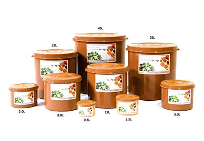 e-jen Premium Kimchi, Sauerkraut Container Probiotic Fermentation with Inner Vacuum Lid Round (1.3 gal/ 5L) - size: 5 l