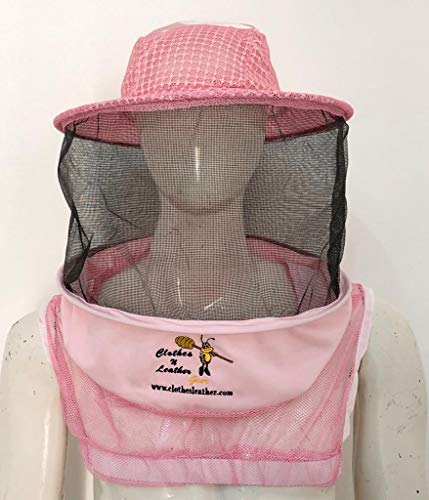 Clothes & Leather Gear Three Layer Ventilated Beekeeping Veil in Round (Pink, 3 Layer HAT) - color: Pink